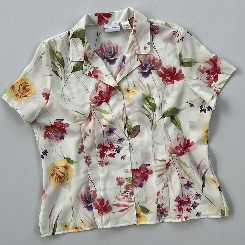 vintage ALFRED DUNNER gauzy floral cottagecore button-up blouse